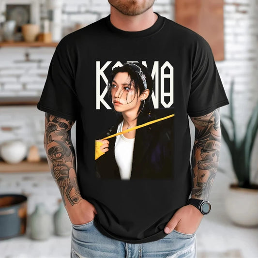 KPOP The 4th Album KARMA T Shirt CHANGBIN HYUNJIN FELIX Korean Fashion 100% Cotton Hip Hop Tee Shirt Harajuku Tops Streetwear