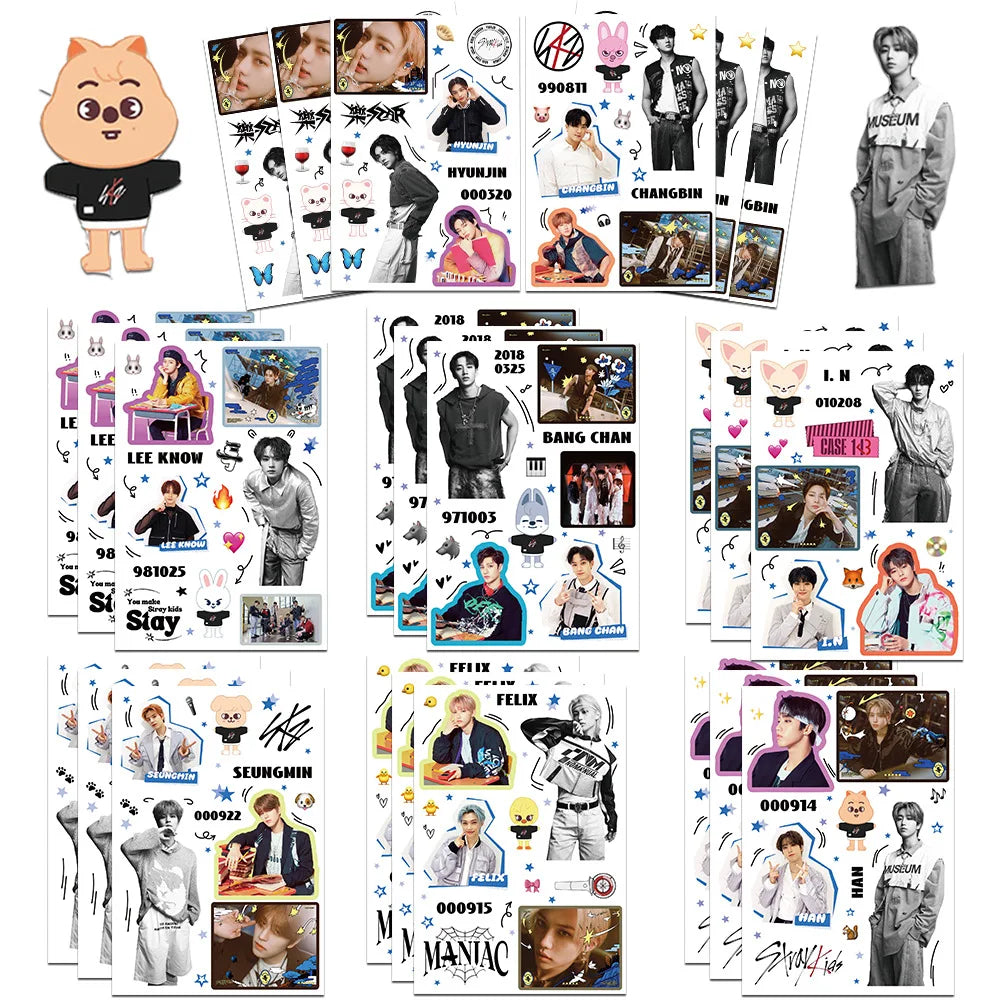 8PCS Kpop Skz Series Stickers Hand Account Skz Team DIY Sticker Notebook Skateboard Waterproof Sticker