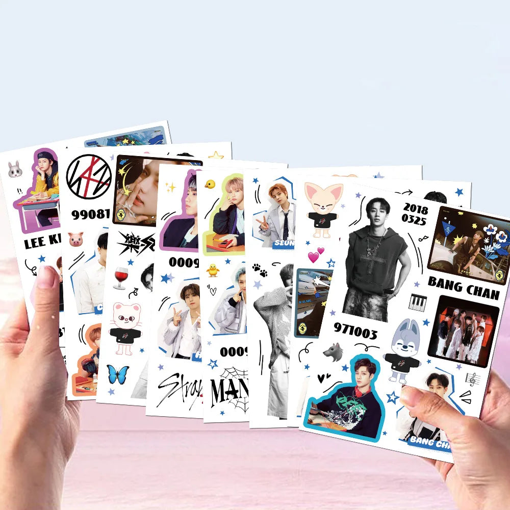 8PCS Kpop Skz Series Stickers Hand Account Skz Team DIY Sticker Notebook Skateboard Waterproof Sticker