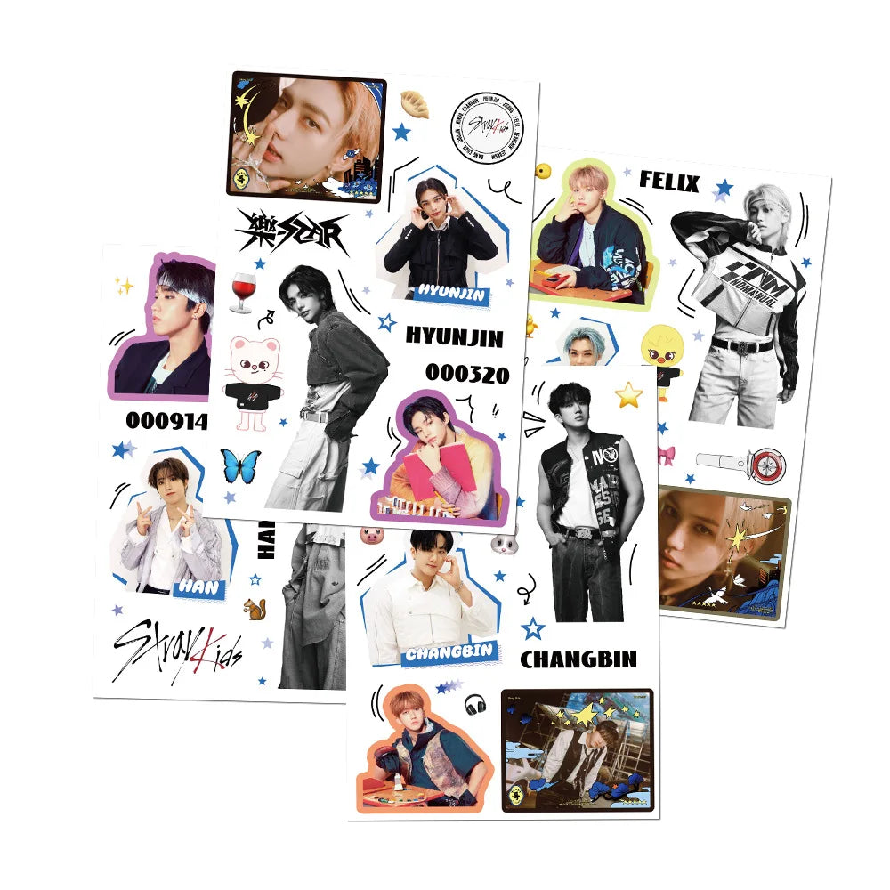 8PCS Kpop Skz Series Stickers Hand Account Skz Team DIY Sticker Notebook Skateboard Waterproof Sticker
